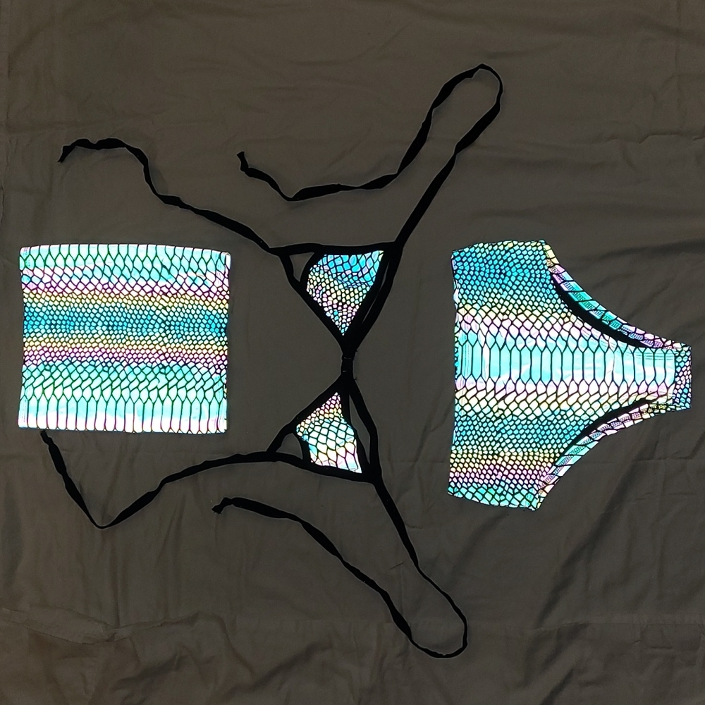Snakeskin Reflective Bikini w/ Mask